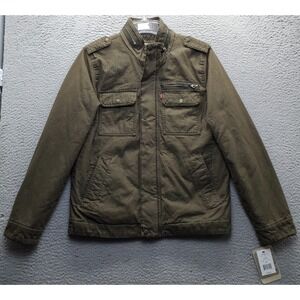 Levi's Field Jacket Men S Green Canvas Quilted Lined Long Sleeve Snap Inside Zip